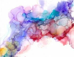 Colored alcohol ink blot to represent Q&A with Keeno Ahmed-Jones on MAPS Canada