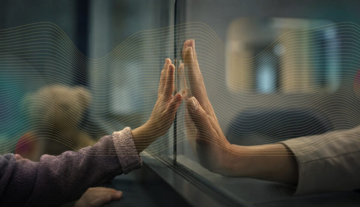 Betty Aldworth - Mothers Day - Betty Aldworth - Child reaches for mothers hand on the other side of a glass wall.